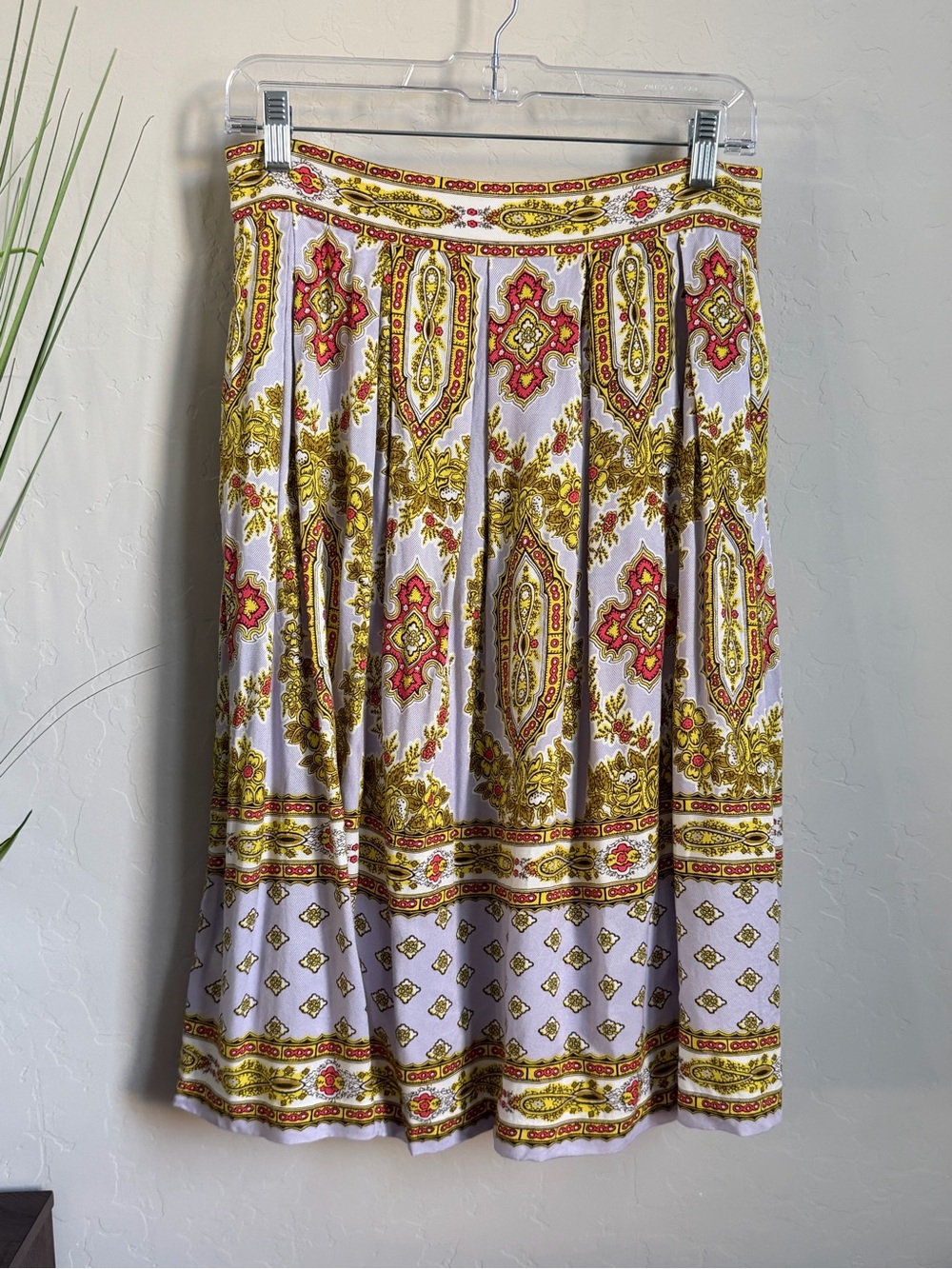Anthropologie Paisley Floral Pleated Midi Skirt Size 4 Boho Printed